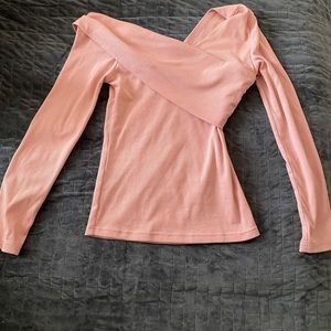 Off the shoulder pink shirt